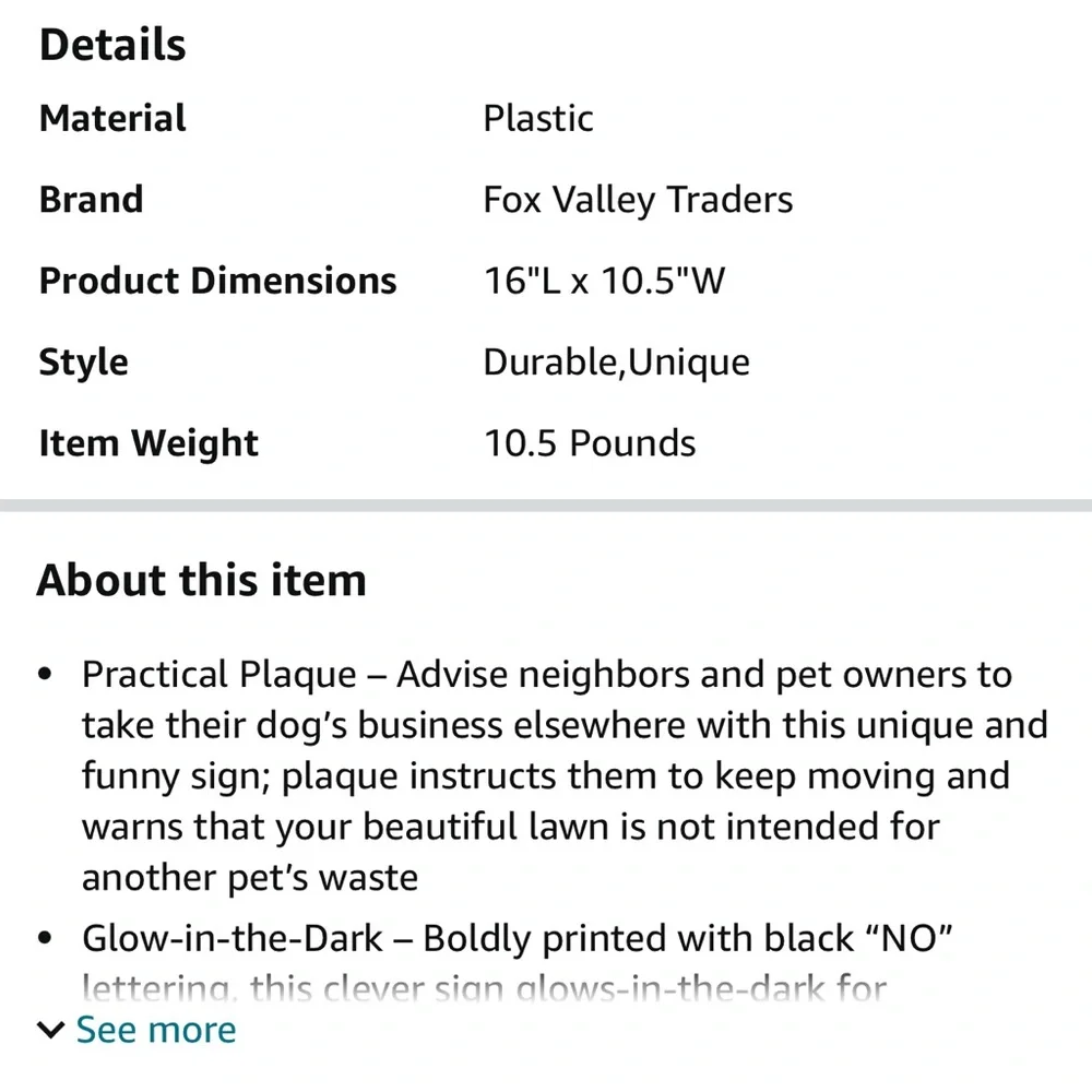 Fox Valley Trader’s “No Waste Dog Sign”-Glow-in-the-dark Lawn Stake 10.5x 16”H
